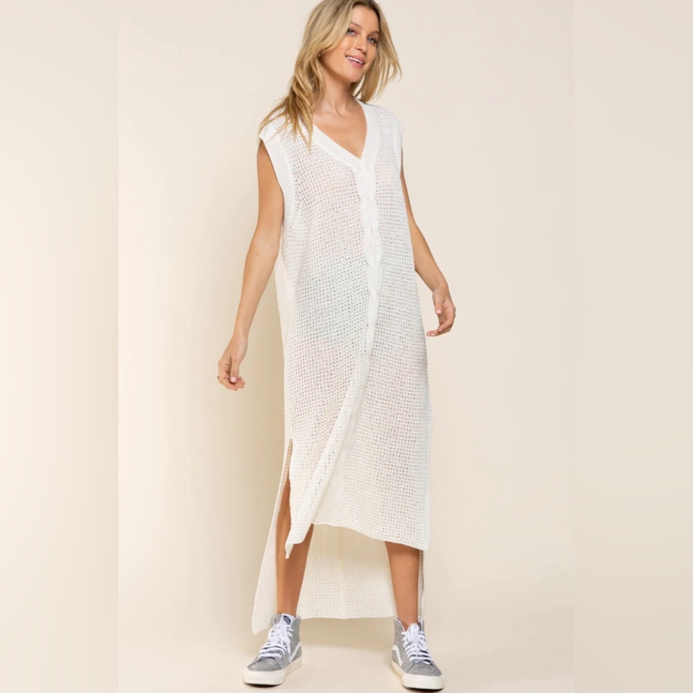 POL IVORY CABLE KNIT VEST DRESS  SIZE S